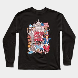 United States Of America Cartoon Long Sleeve T-Shirt